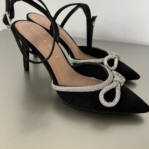 Kelly & Katie Black Heels with Silver Accents